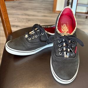 Black Canvas Sneakers with Red Accents